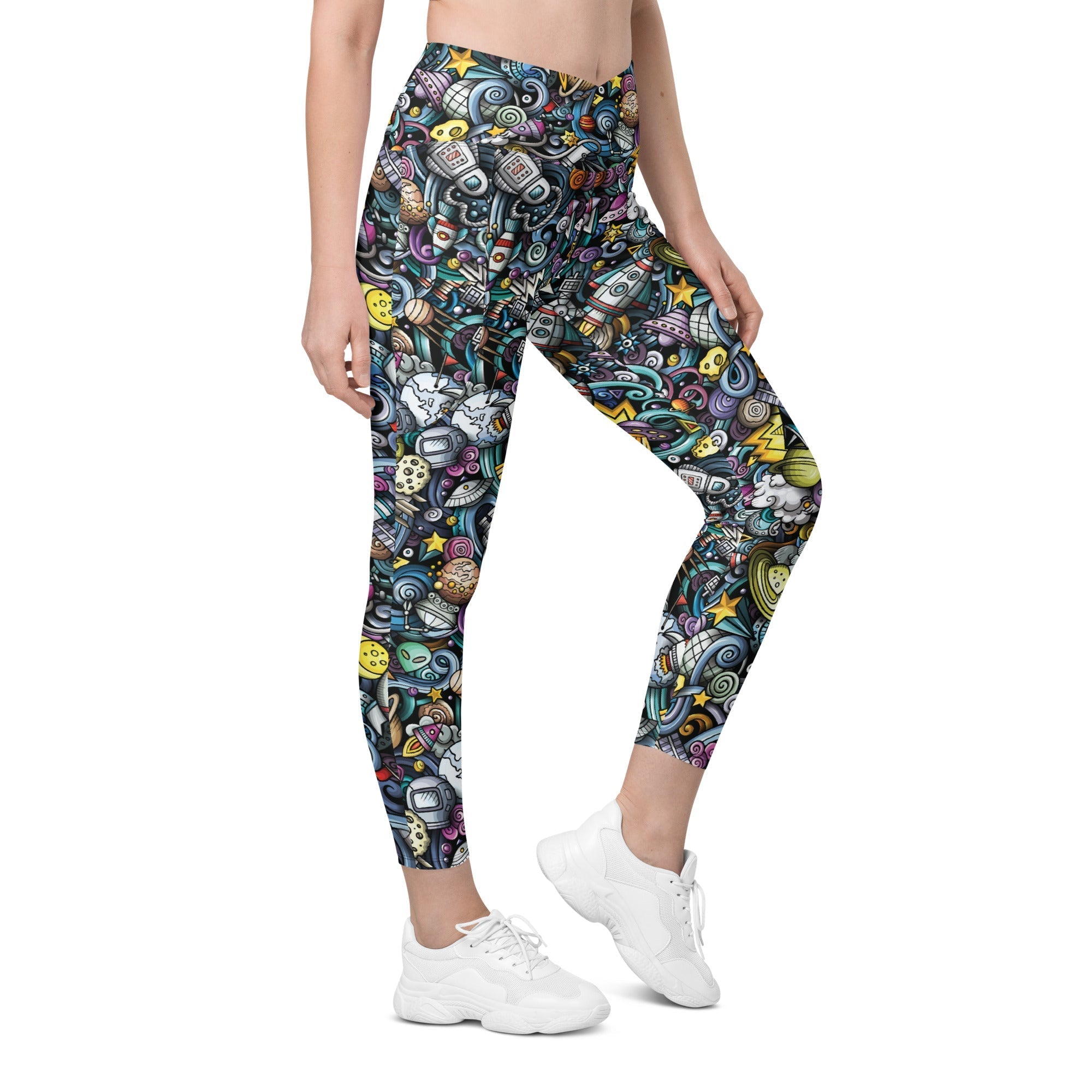 Space Travel Crossover Leggings With Pockets