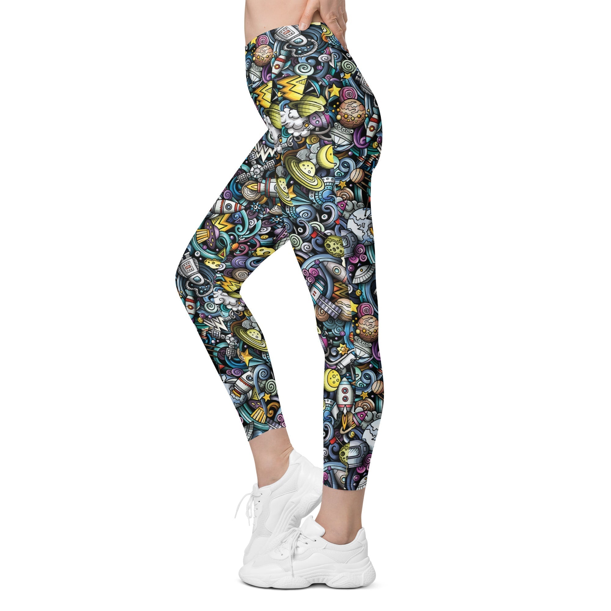 Space Travel Crossover Leggings With Pockets