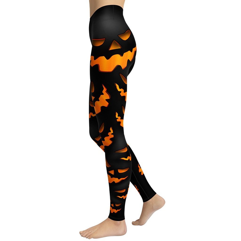 Spooky Pumpkin Halloween Yoga Leggings - FiercePulse - Premium Workout Leggings - Yoga Pants