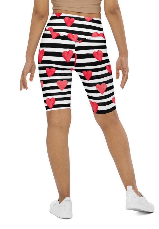 Stripes & Hearts Biker Shorts