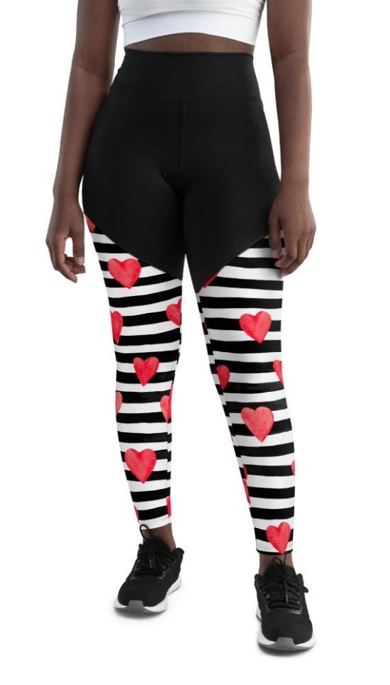 Stripes & Hearts Compression Leggings
