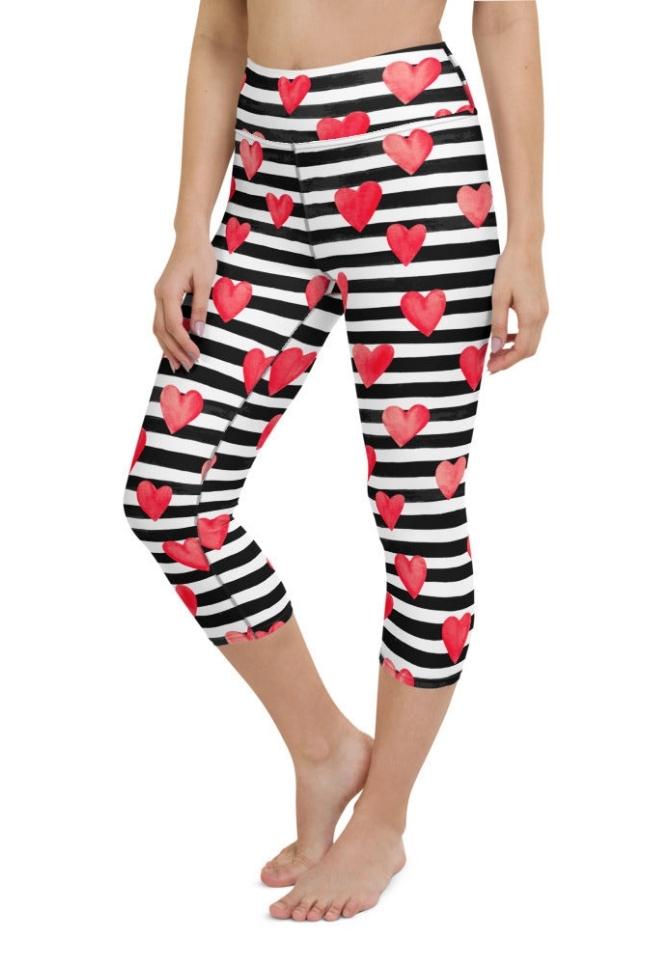 Stripes & Hearts Yoga Capris