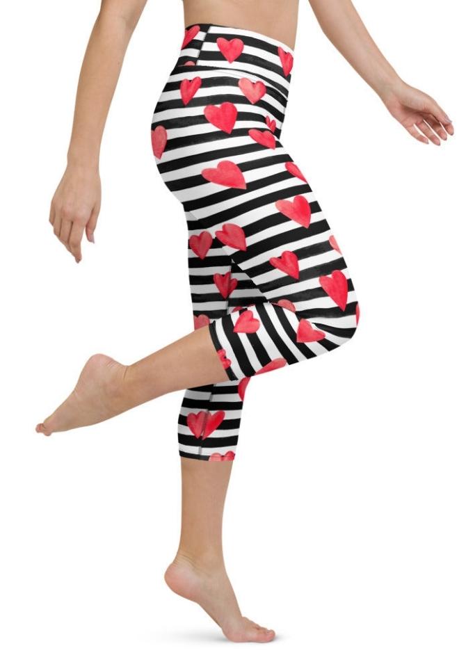 Stripes & Hearts Yoga Capris