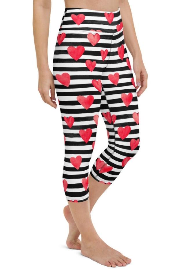 Stripes & Hearts Yoga Capris