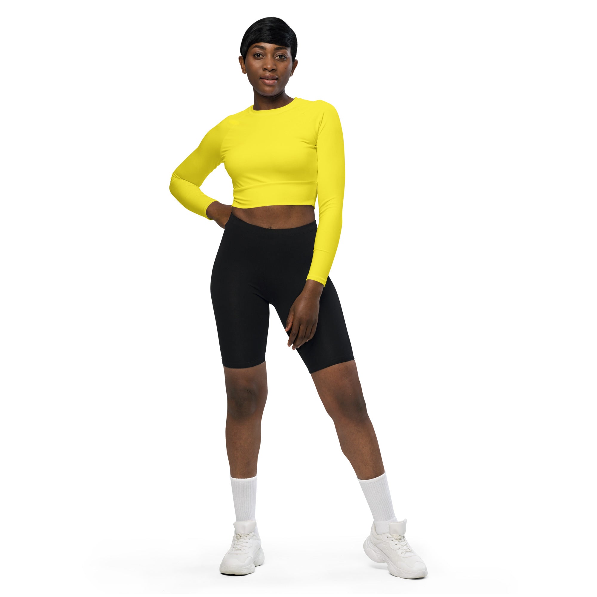 Sunshine Yellow Recycled Long-sleeve Crop Top