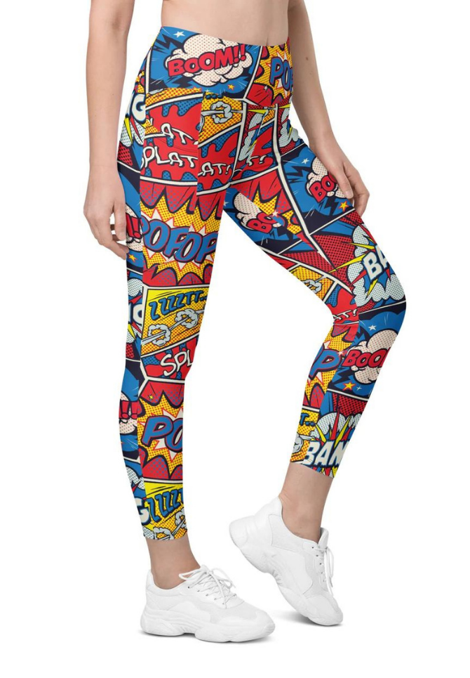 Superhero Comics Leggings With Pockets