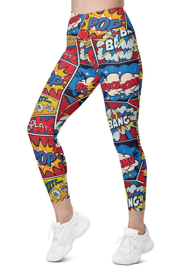 Superhero Comics Leggings With Pockets