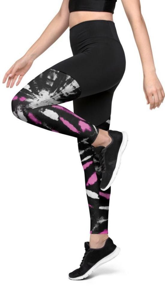 Tie Dye Black Compression Leggings