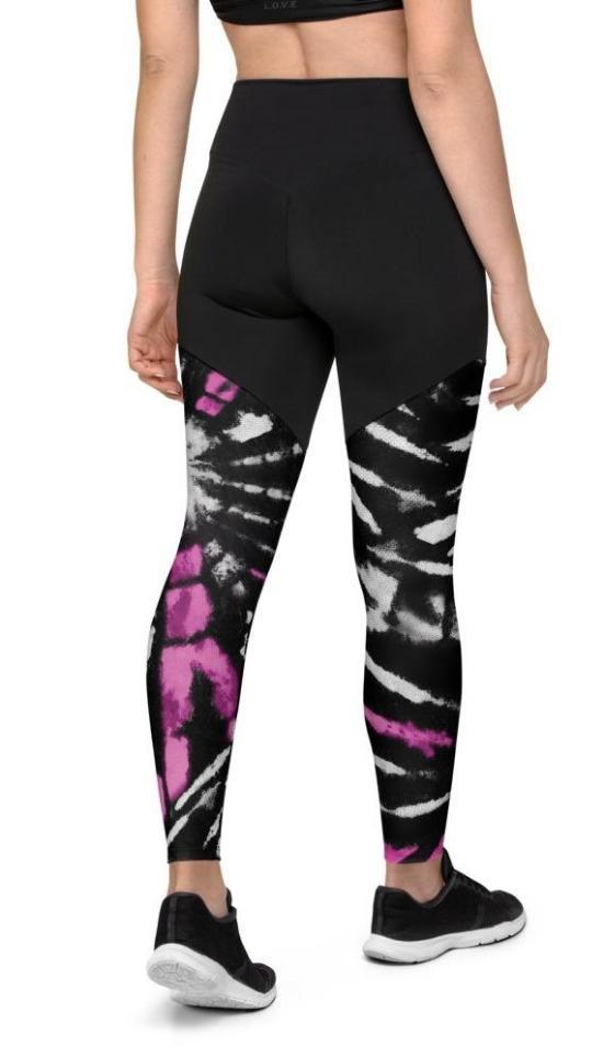 Tie Dye Black Compression Leggings