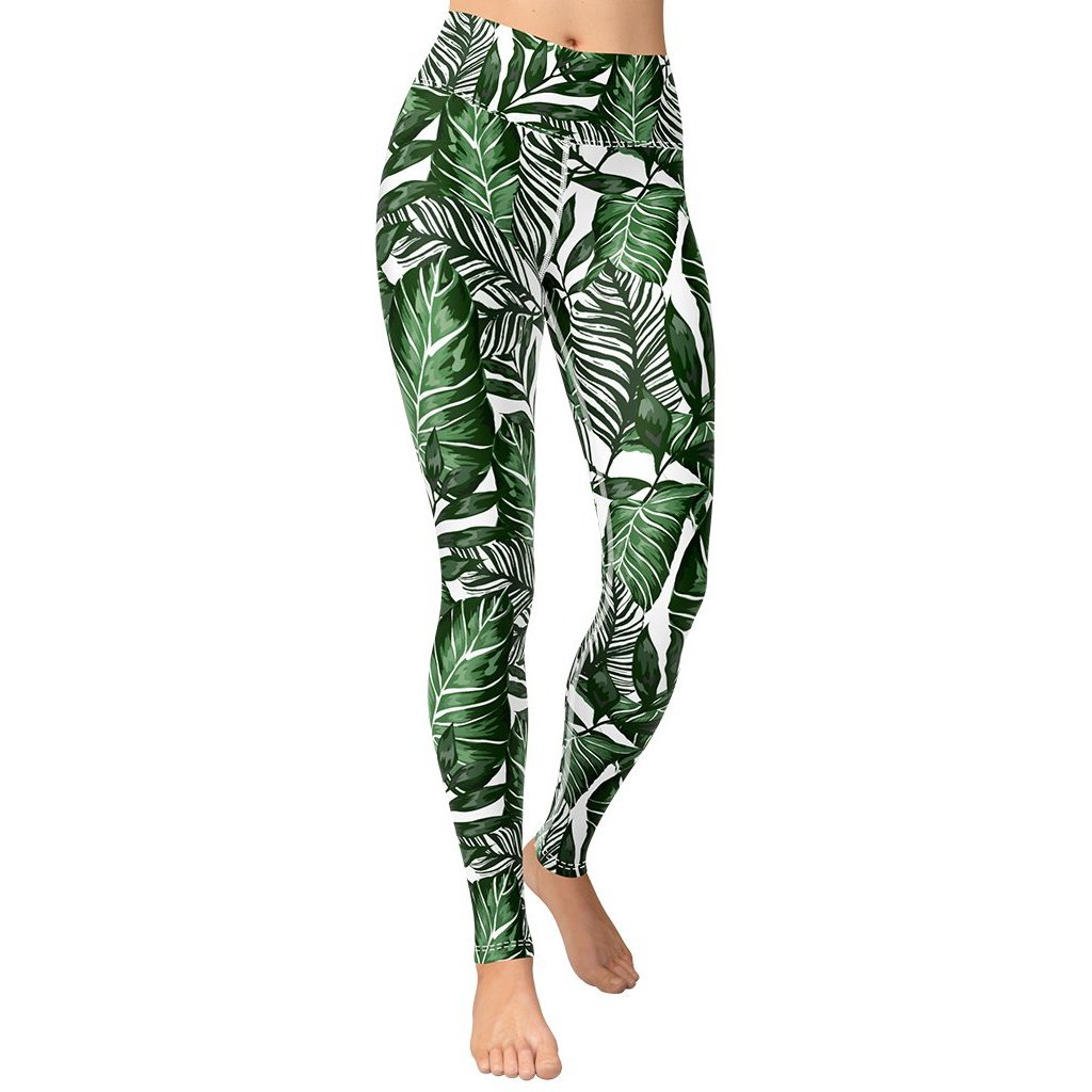 Tropical Green Yoga Leggings