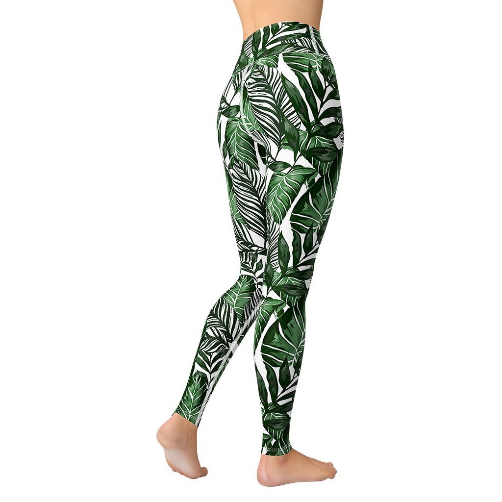 Tropical Green Yoga Leggings