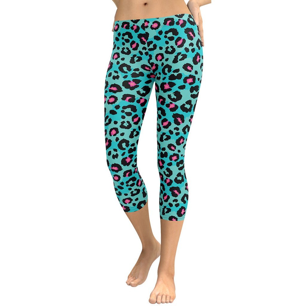 Turquoise Leopard Print Capris