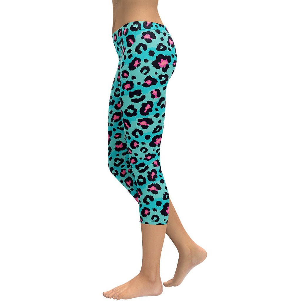 Turquoise Leopard Print Capris