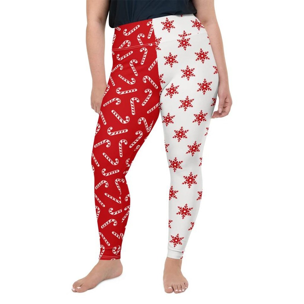 Two Patterned Christmas Plus Size Leggings: Women's Christmas