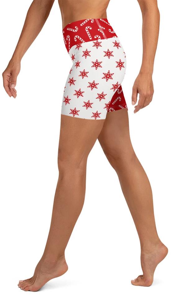 Two Patterned Christmas Yoga Shorts