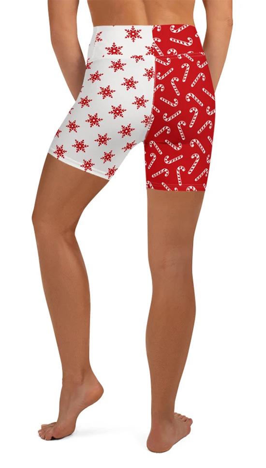 Two Patterned Christmas Yoga Shorts