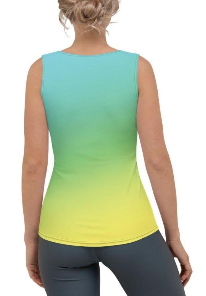 Vibrant Blue & Green Ombre Tank Top