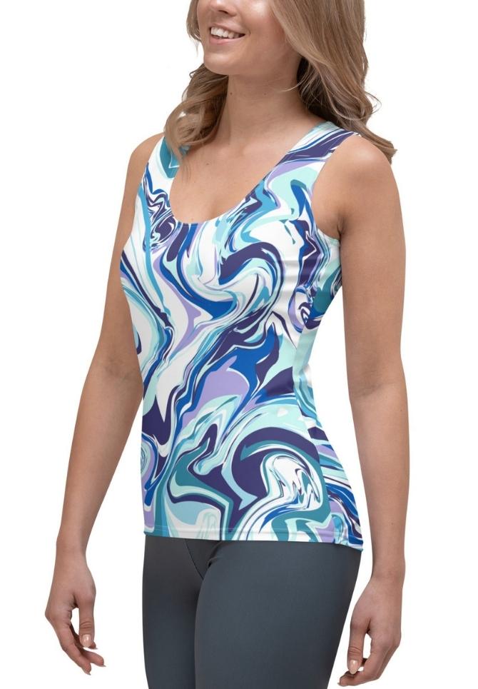 Vibrant Blue Marble Tank Top