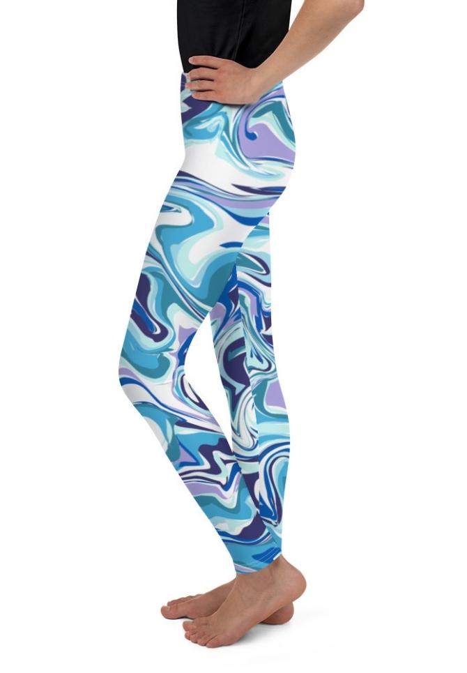 Vibrant Blue Marble Youth Leggings