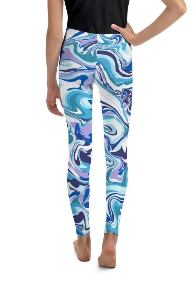 Vibrant Blue Marble Youth Leggings