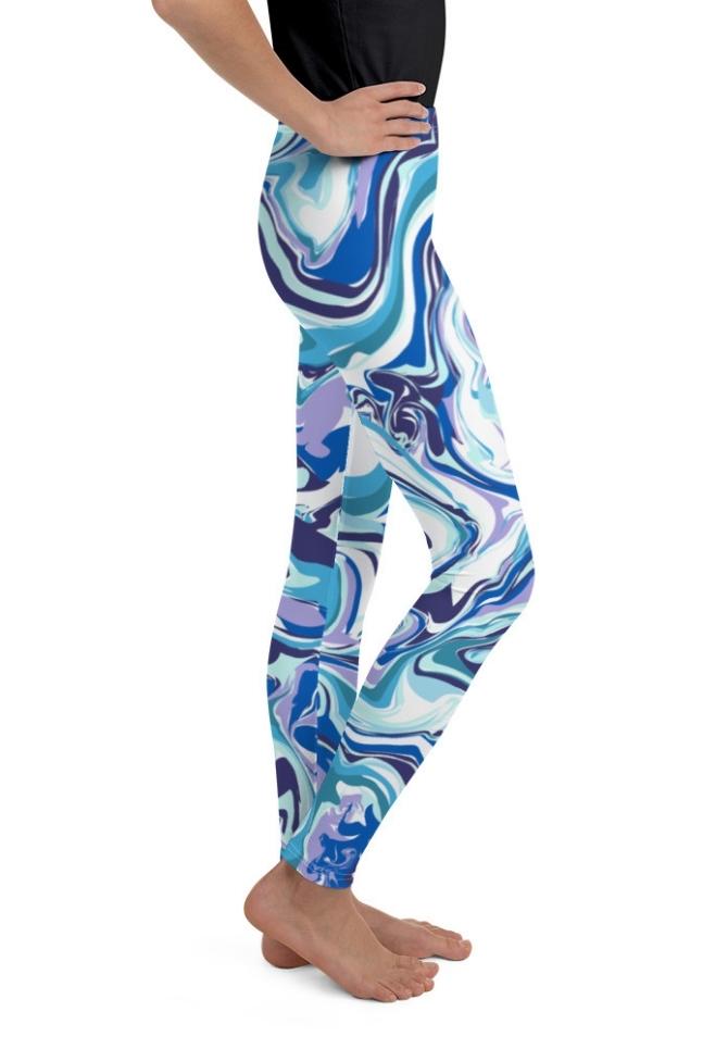 Vibrant Blue Marble Youth Leggings