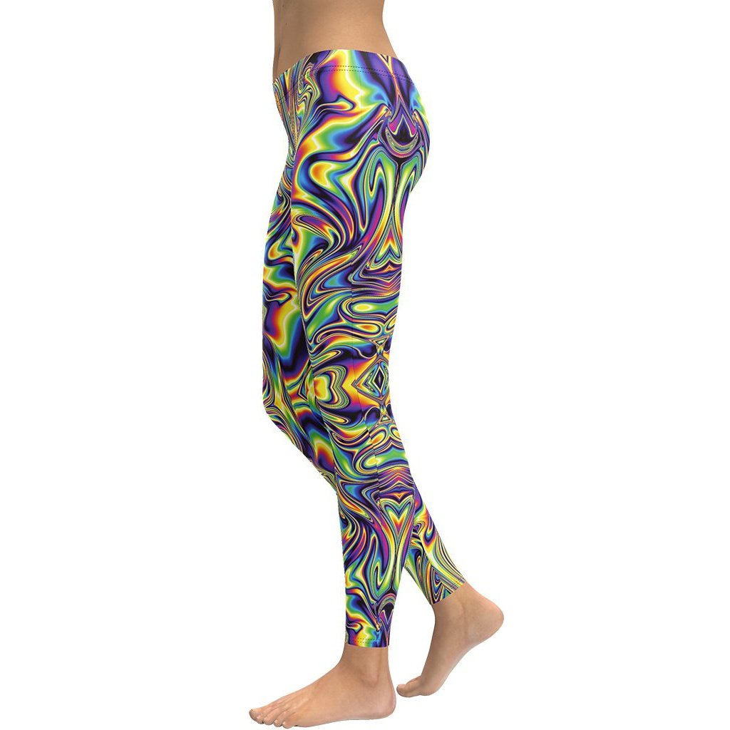 Fila Sport Running Leggings Multicolor Tie Dye psychedelic colors Womens Med