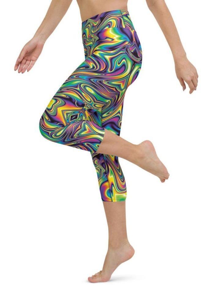 Vibrant Psychedelic Yoga Capris