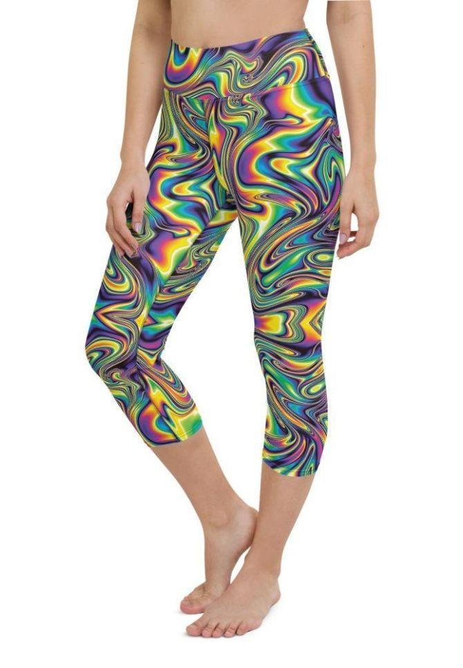 Vibrant Psychedelic Yoga Capris