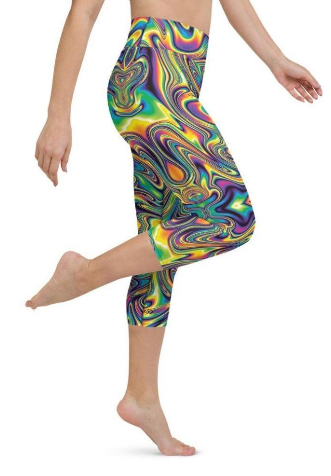 Vibrant Psychedelic Yoga Capris