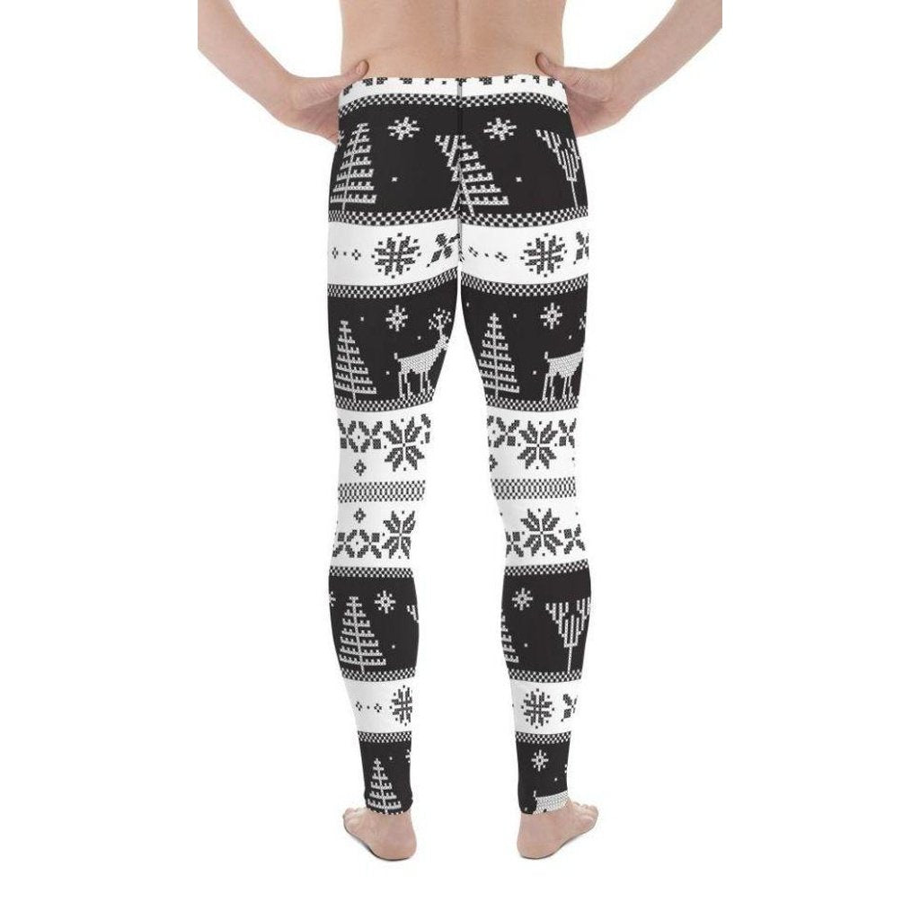 Vintage Black & White Christmas Men's Leggings