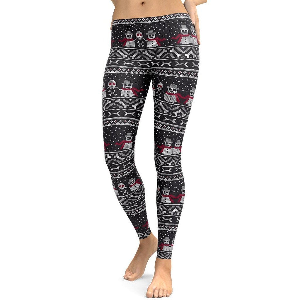 Vintage Goth Knitted Print Leggings - FiercePulse - Premium Workout Leggings - Yoga Pants