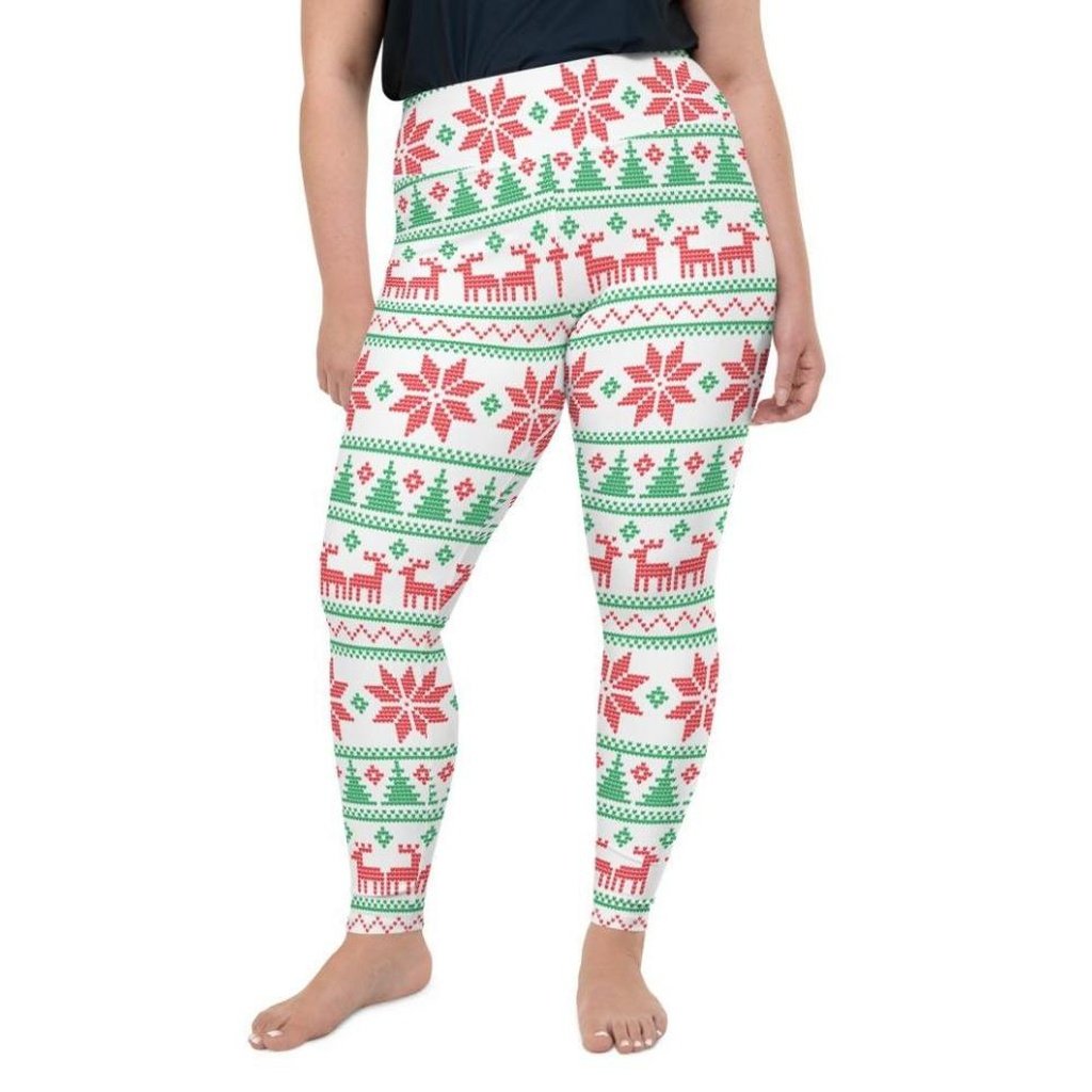 Womens Funny Printed Ugly Christmas Leggings High Waist Stretchy