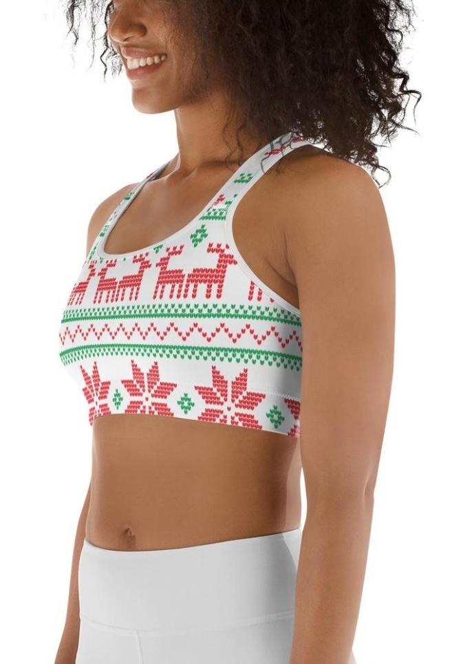 Vintage Knit Print Sports Bra