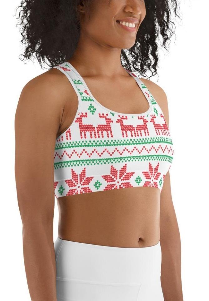 Vintage Knit Print Sports Bra