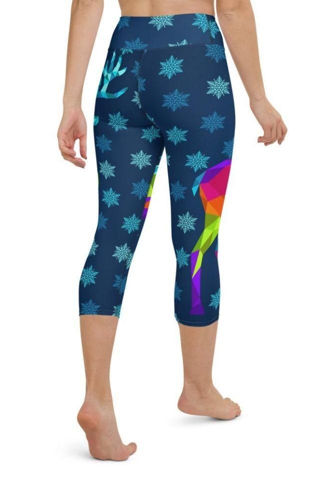 Vivid Reindeer Yoga Capris