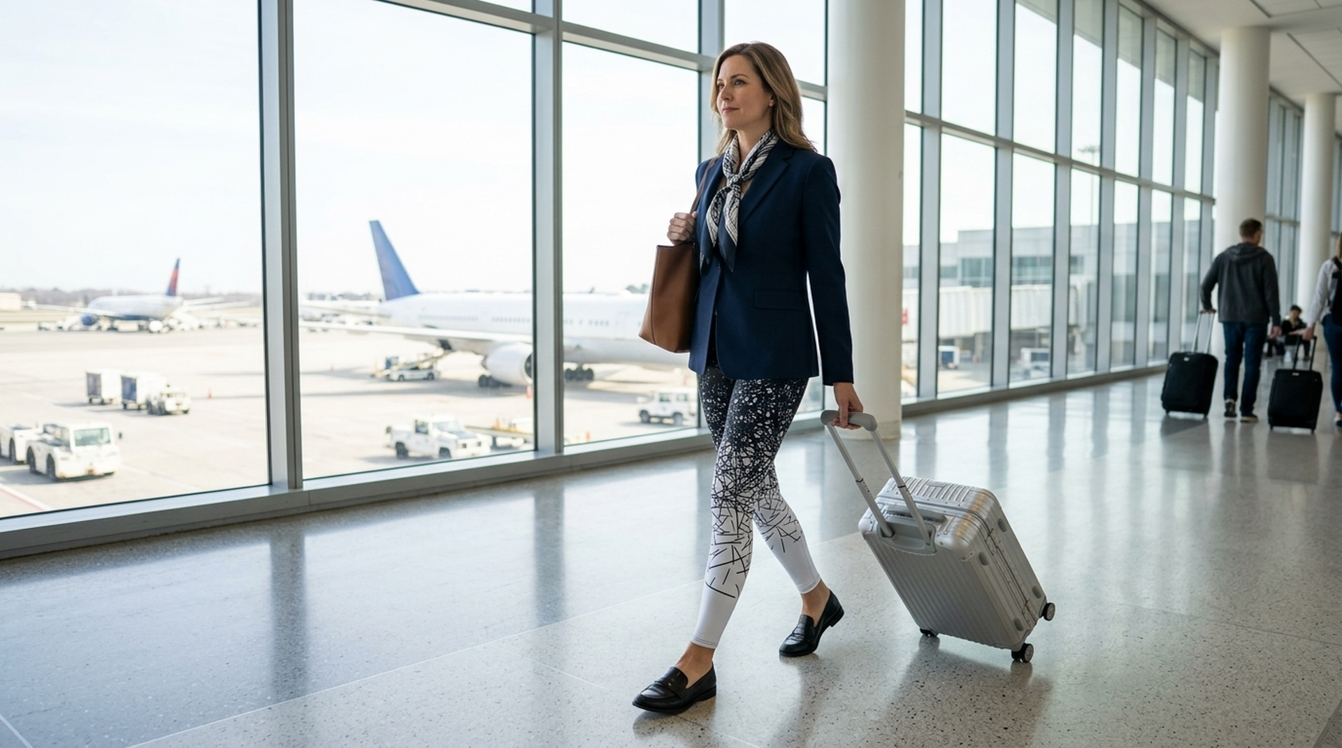 Stylish ombre leggings outfit for airport travel - FIERCEPULSE travel guide