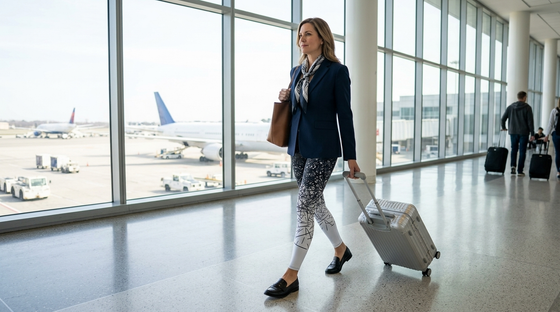 Stylish ombre leggings outfit for airport travel - FIERCEPULSE travel guide