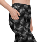 3D Black Pattern Leggings With Pockets