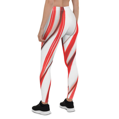 3D Bold Striped Pattern Candy Cane Leggings | FIERCEPULSE