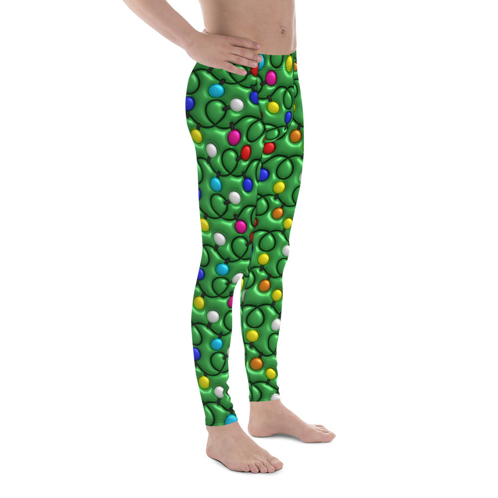 3D Christmas Lights Men's Leggings