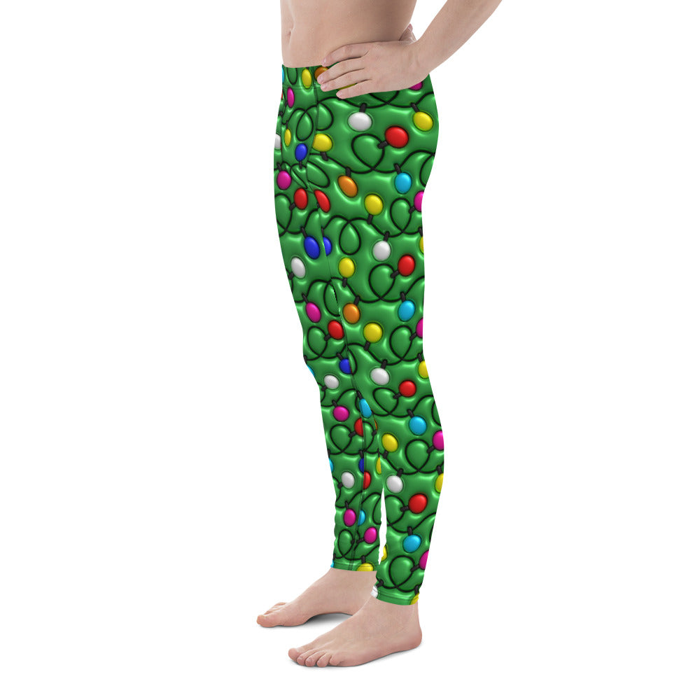 3D Christmas Lights Men's Leggings