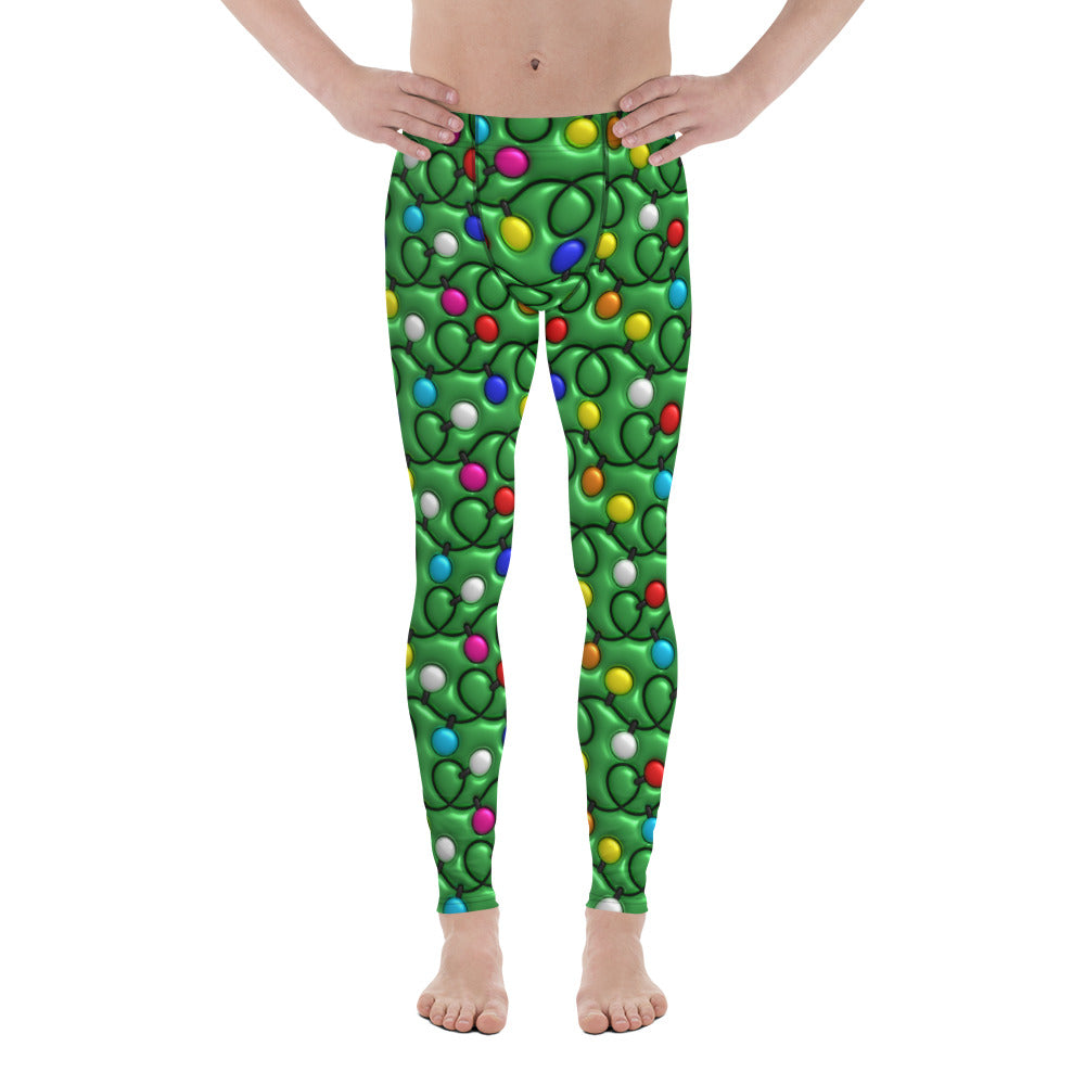 3D Christmas Lights Men's Leggings