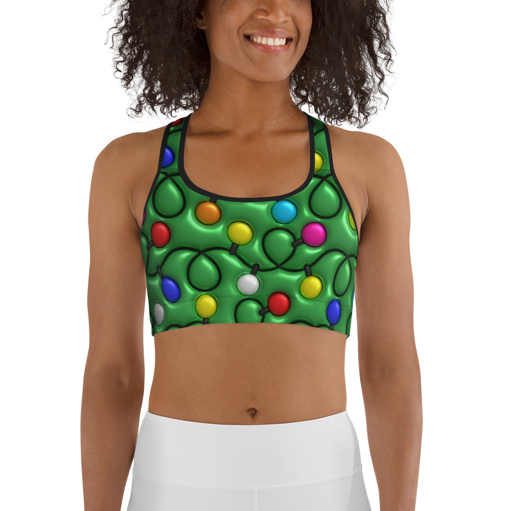 3D Christmas Lights Sports Bra