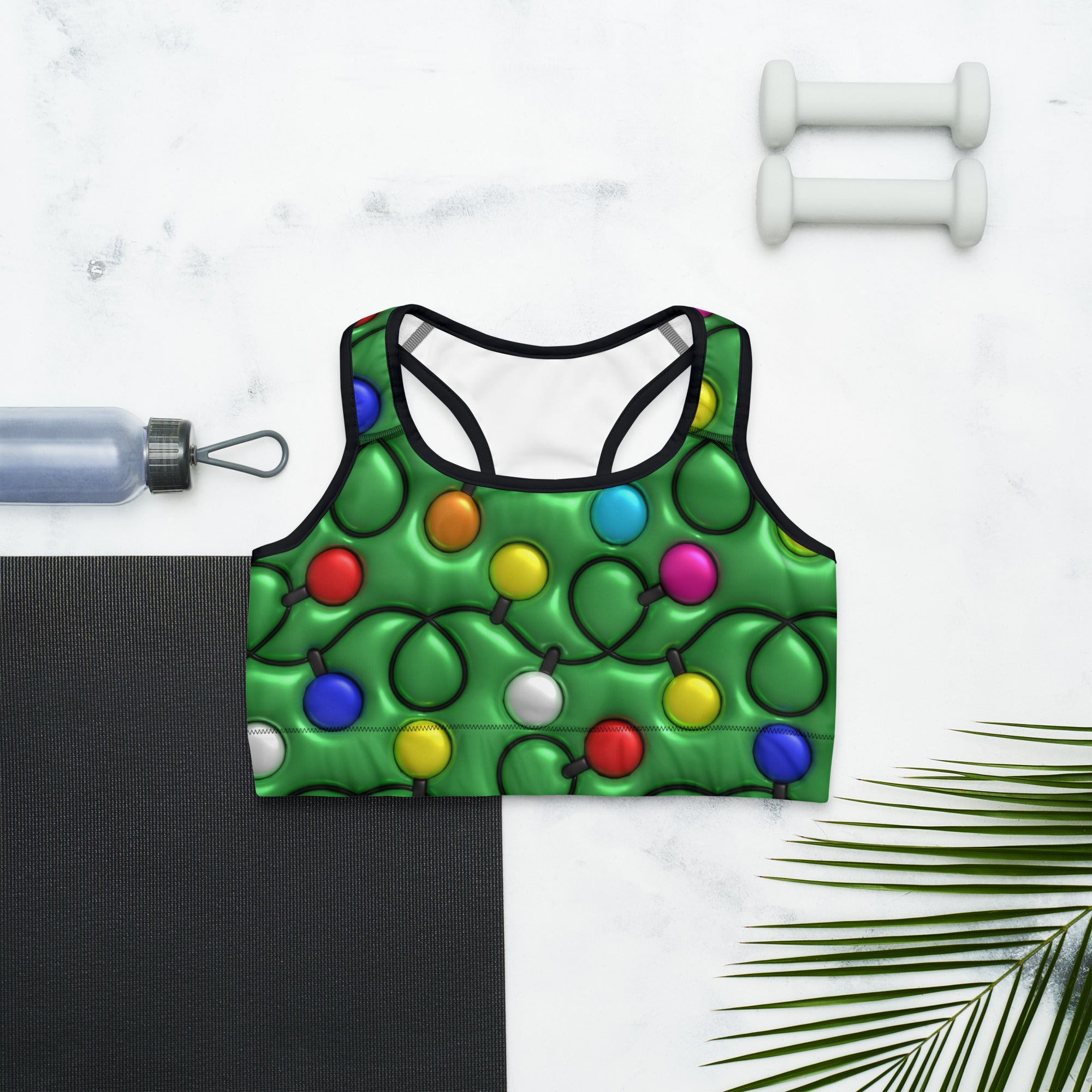 3D Christmas Lights Sports Bra