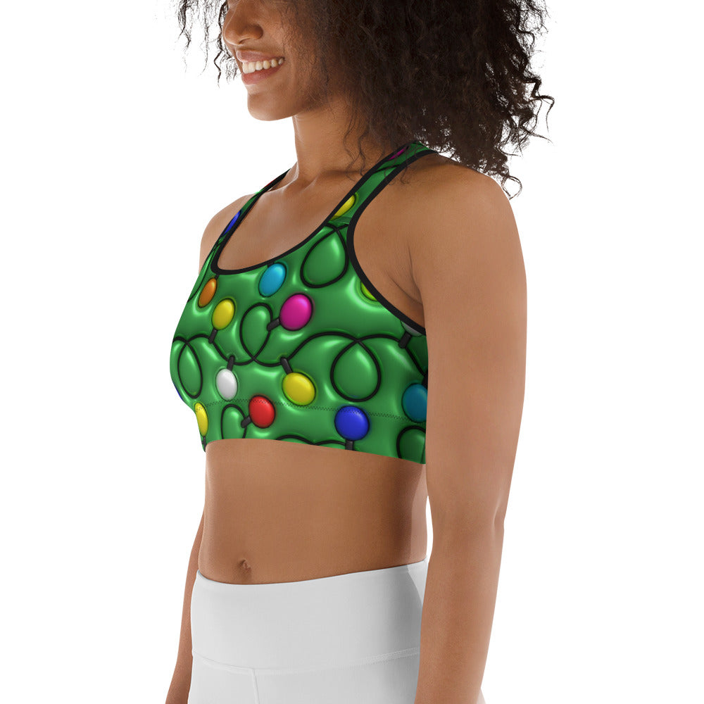 3D Christmas Lights Sports Bra