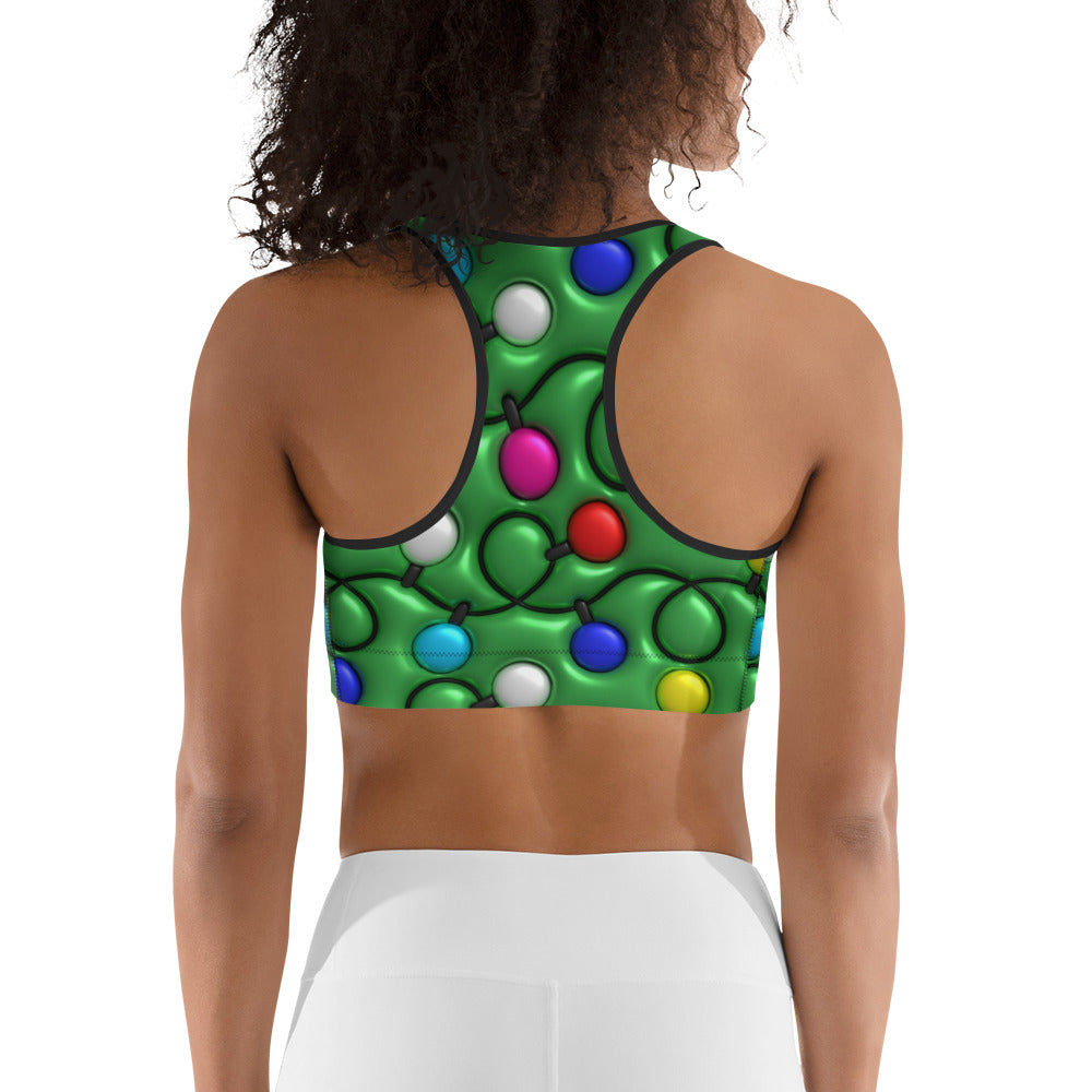 3D Christmas Lights Sports Bra