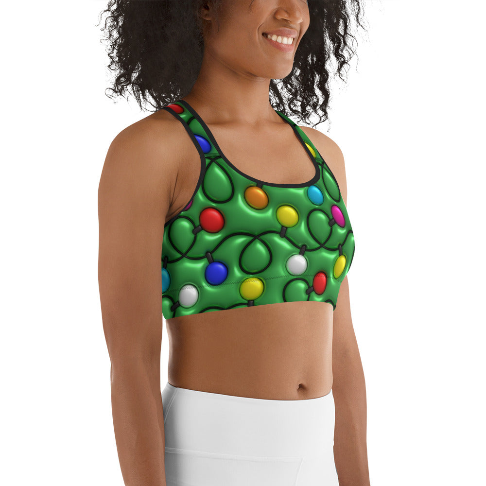 3D Christmas Lights Sports Bra