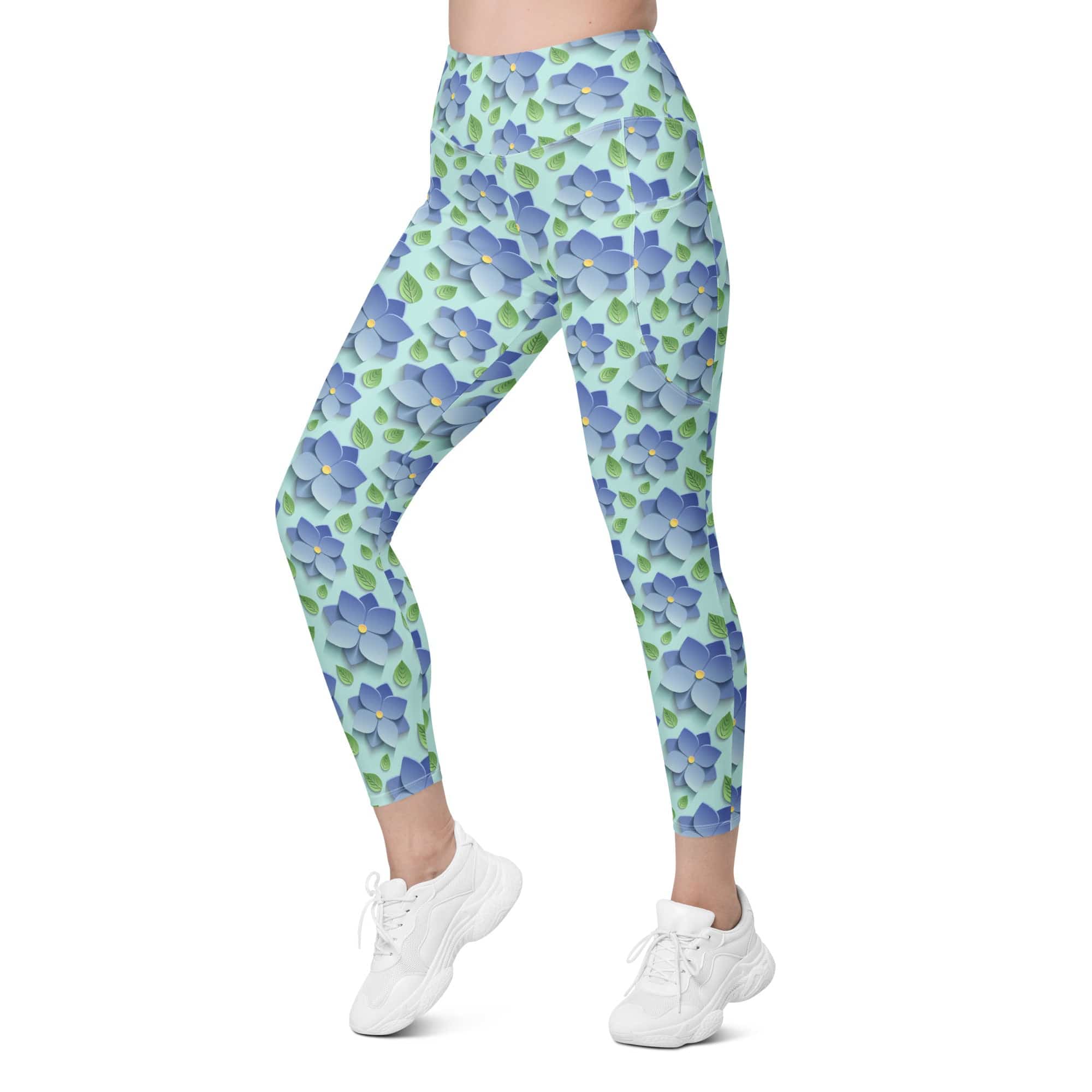 3D Floral Leggings With Pockets