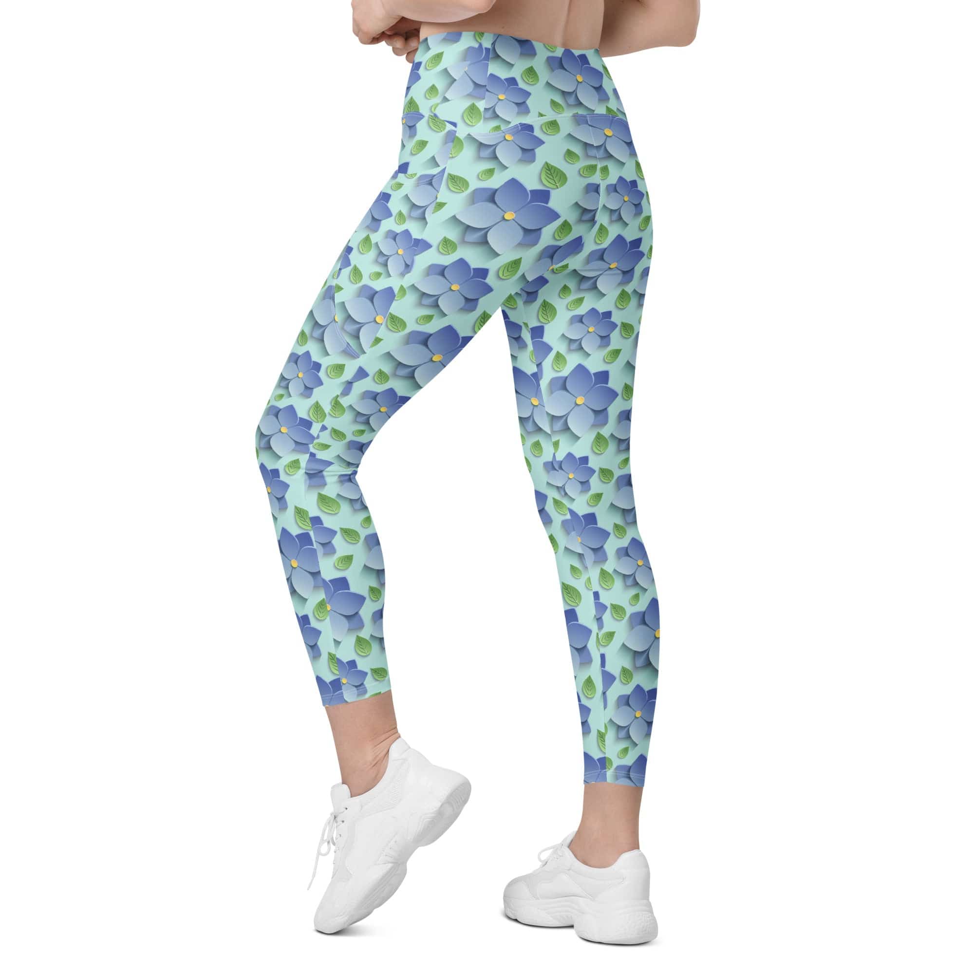 3D Floral Leggings With Pockets