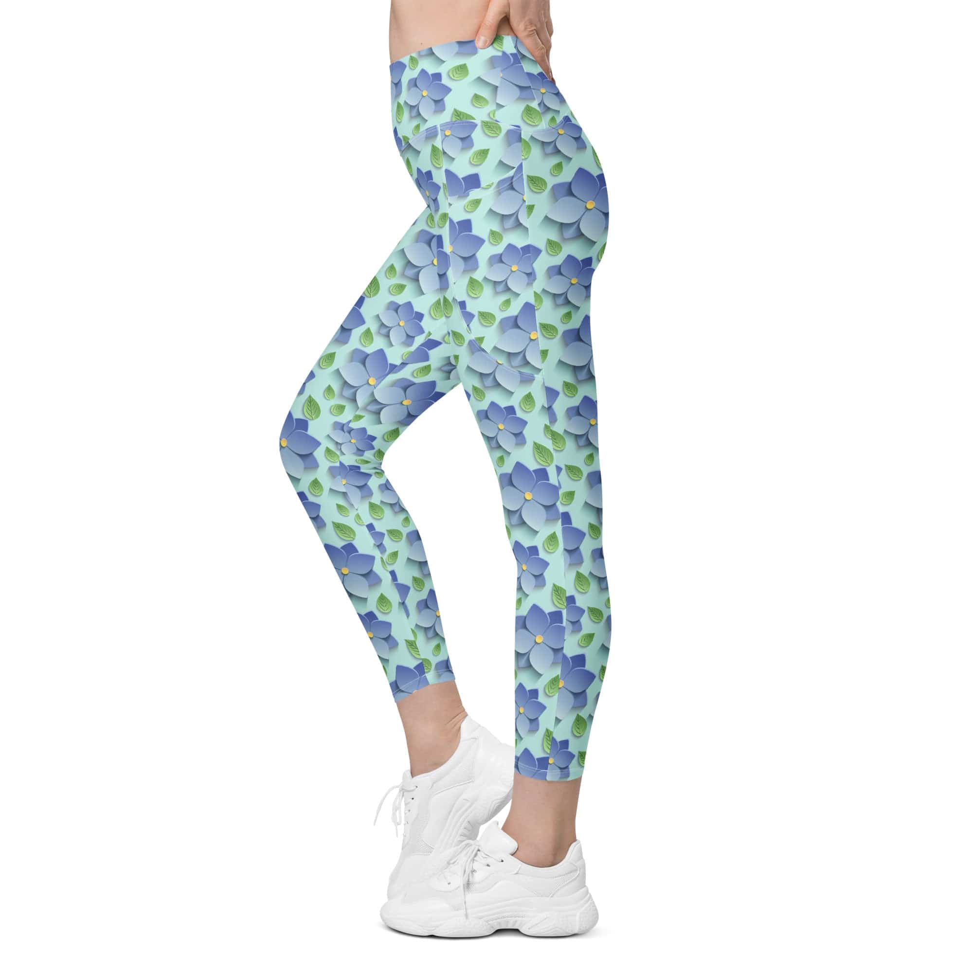 3D Floral Leggings With Pockets